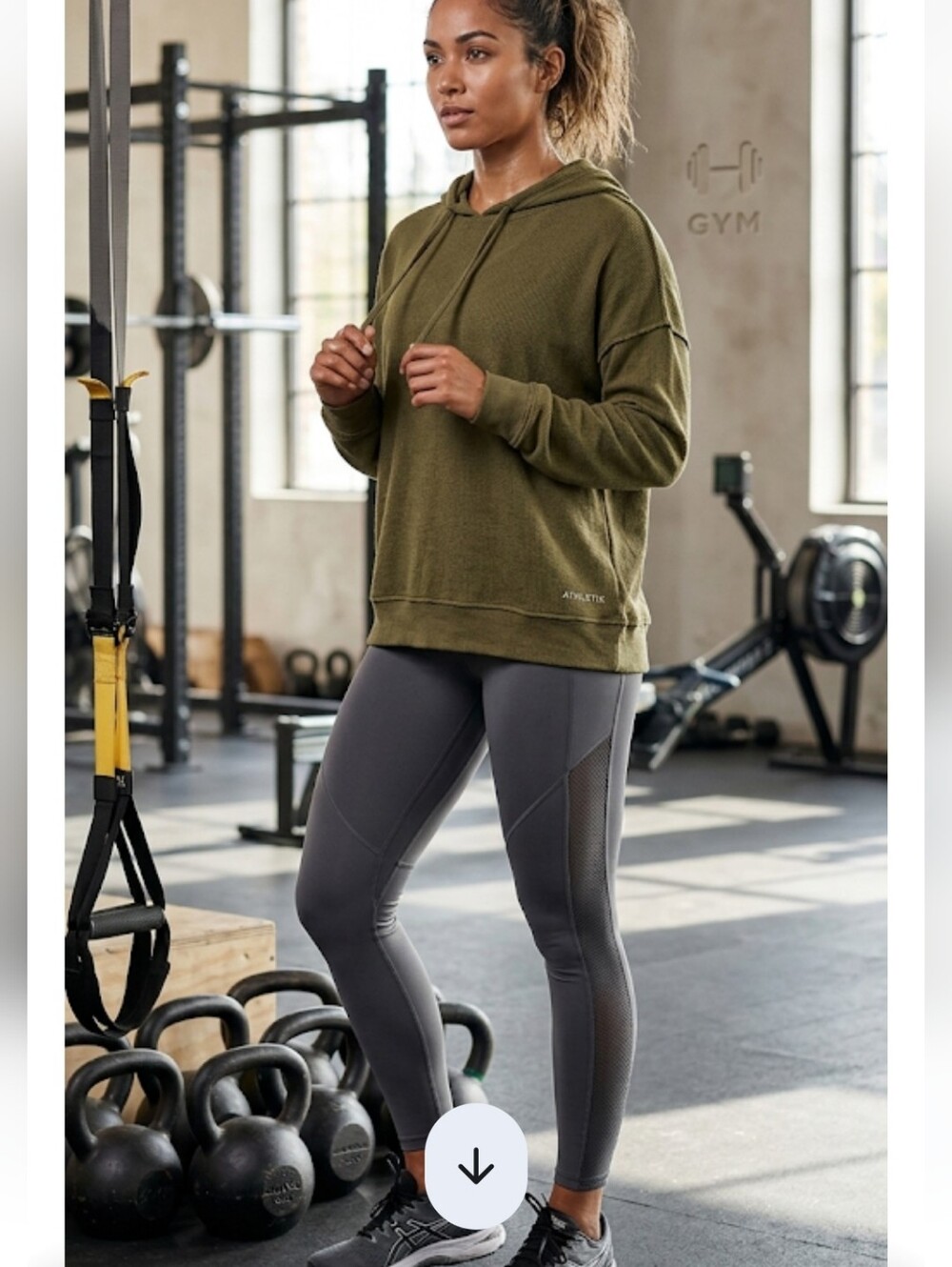 Universal Standard French Terry Pullover Hoodie Aventurine Olive Green‎ MED